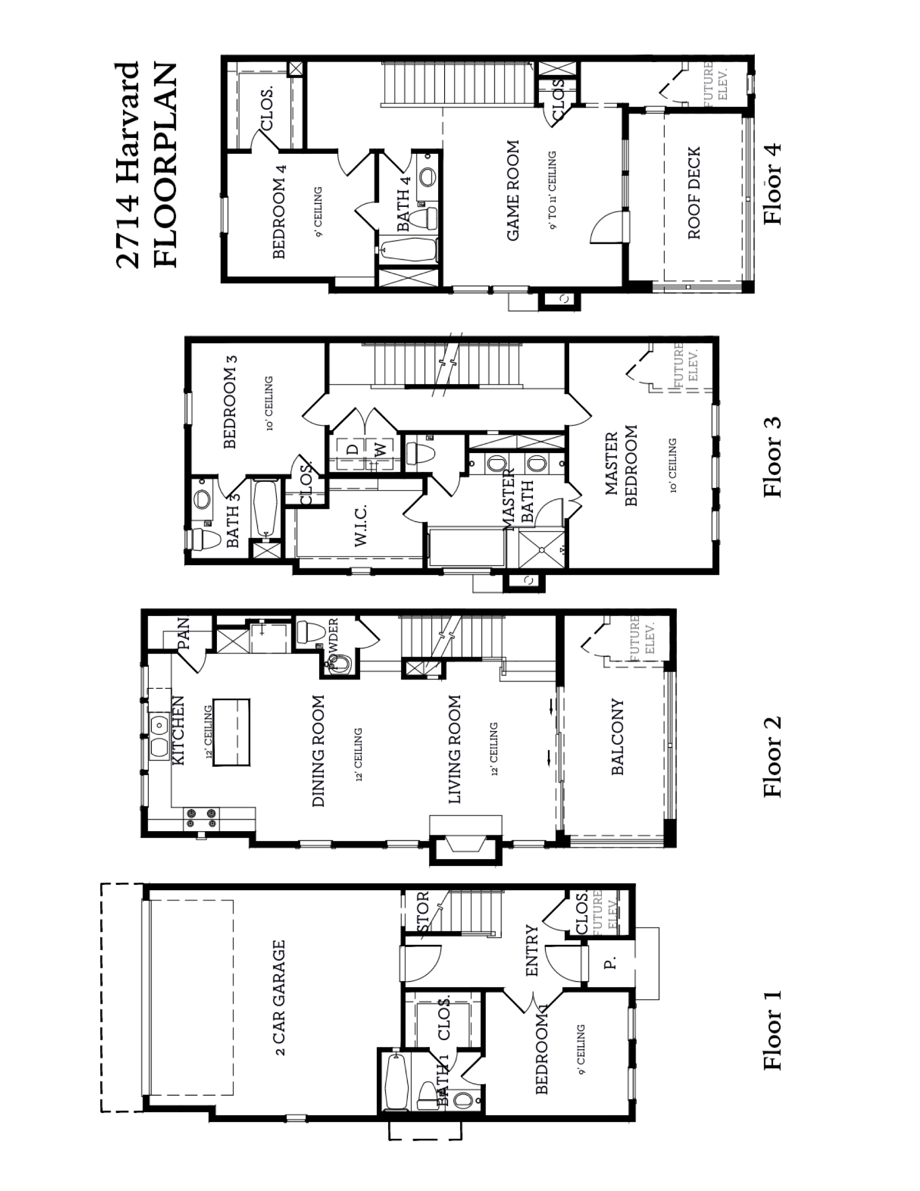 2714 Harvard Street — four-floor plan